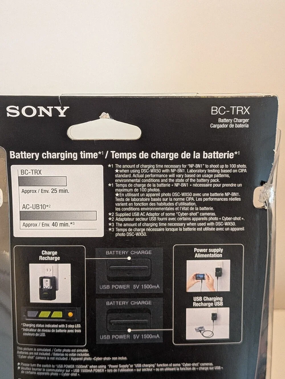 Sony BC-TRX Cyber-shot Battery Charger Genuine OEM New Sealed USB BC TRX
